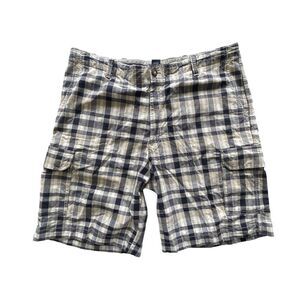 IZOD Plaid Cargo Shorts‎ Size 38 100% Cotton